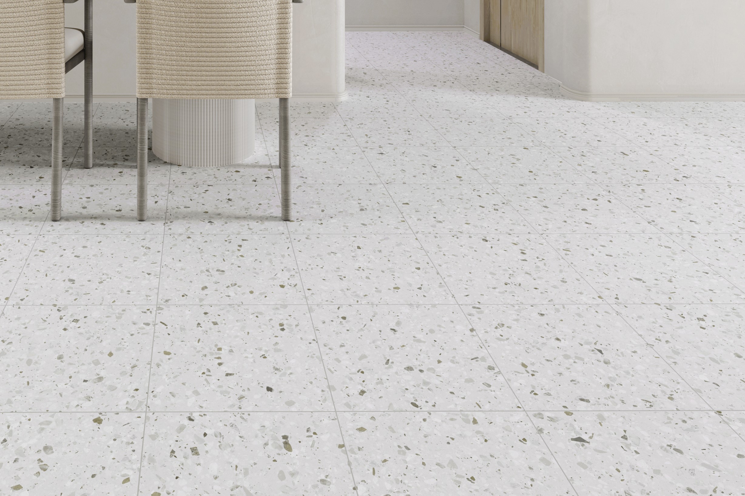 Terrazzo LVT vinyl flooring — aggregate-chip terrazzo look luxury vinyl tile — Ecoflors manufacturer