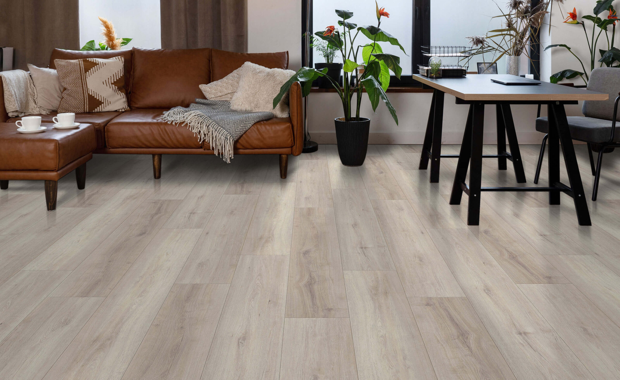 8mm SPC BP deep wood grain ME hospitality hotel lobby — Ecoflors