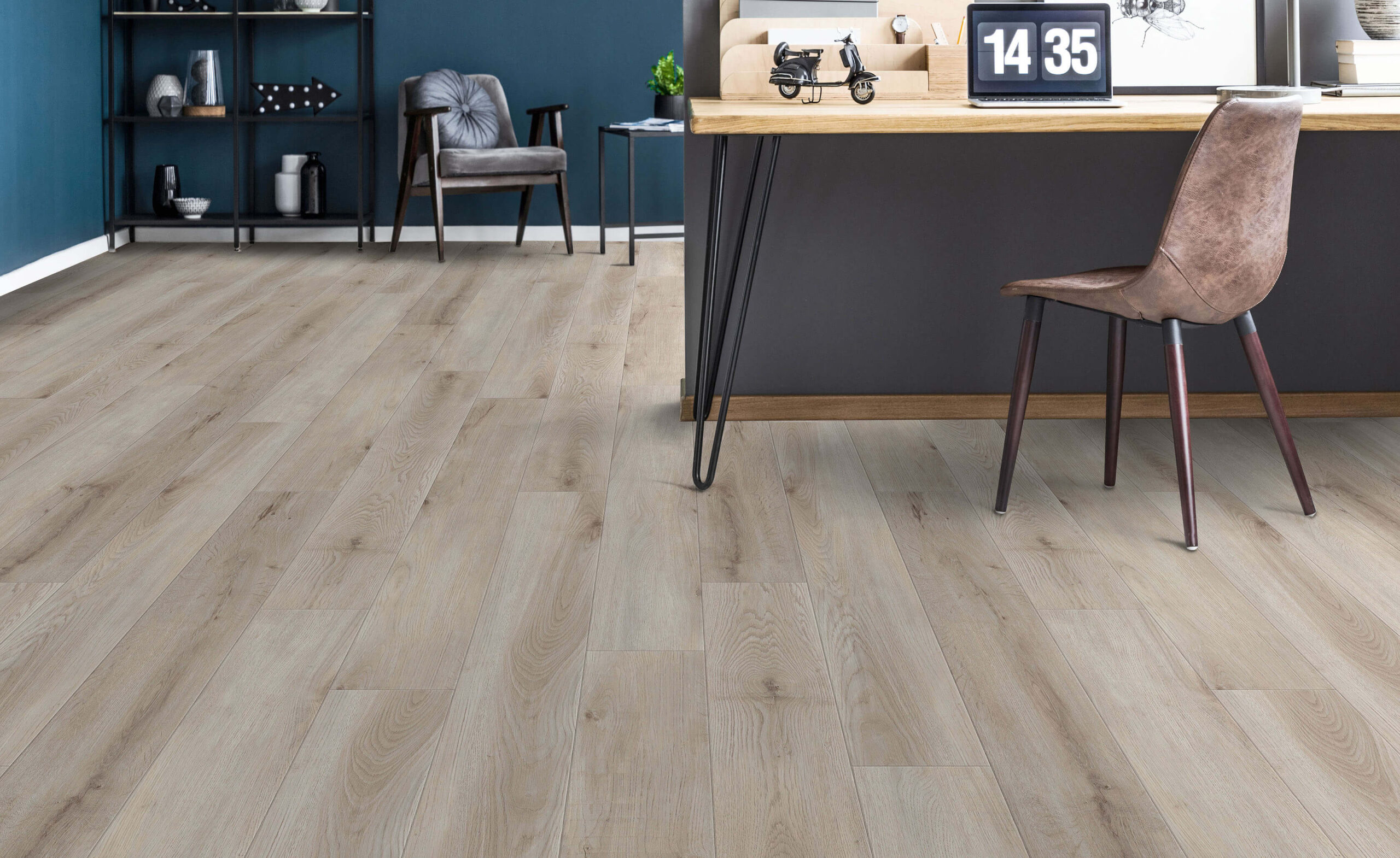 SPC vinyl plank flooring 7.25 x 60 inch installed in BTR apartment bedroom